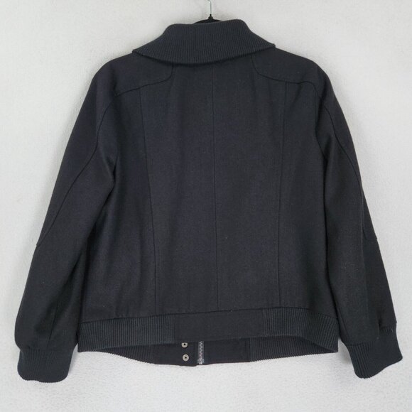 Halogen Jacket Womens Large Black Wool Blend Full Zip Bomber Classic Casual - Picture 11 of 12